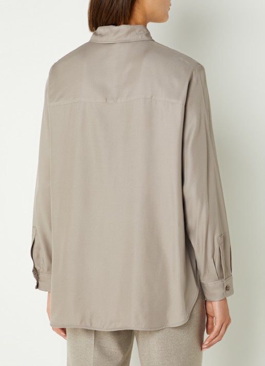 Cinque Ciparis blouse van satijn  - achterkant 4 donkerbeige
