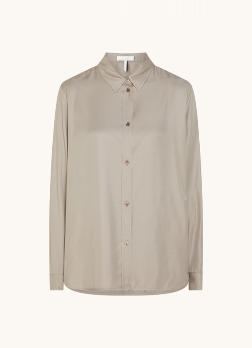 Cinque Ciparis blouse van satijn  - voorkant 2 donkerbeige