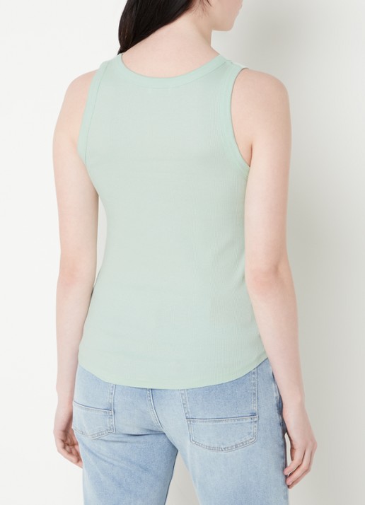 CINQUE Ciria tanktop met ribstructuur en ronde hals - achterkant mosgroen