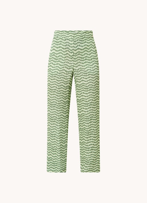 CINQUE Cisleep high waist loose fit palazzobroek met print - voorkant 4 groen