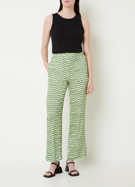 CINQUE Cisleep high waist loose fit palazzobroek met print - voorkant 5 groen