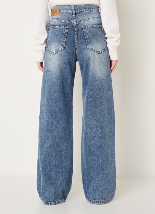 Cinque Cistage high waist wide leg jeans met verwassen afwerking - achterkant 3 indigo