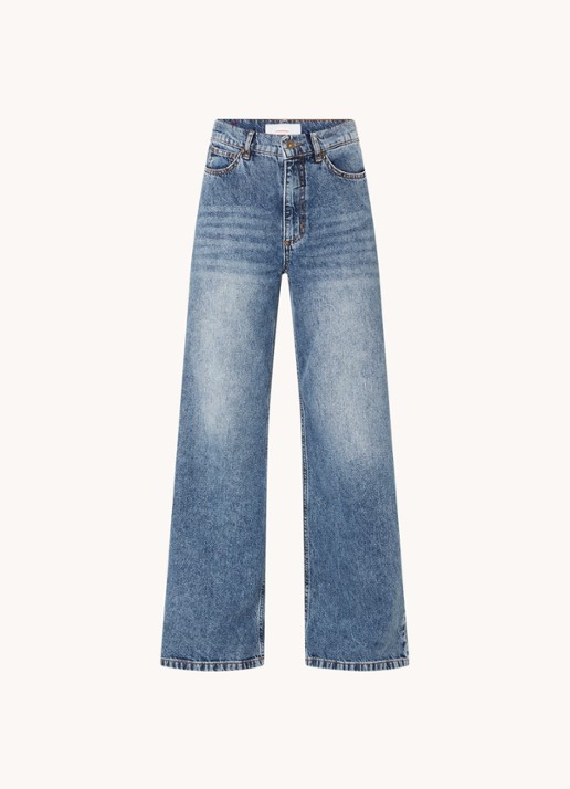 Cinque Cistage high waist wide leg jeans met verwassen afwerking - voorkant indigo