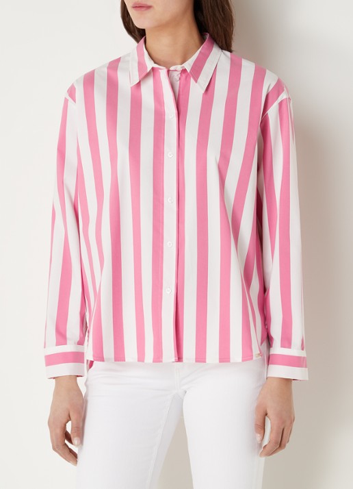 CINQUE Citarina blouse met streepprint  - detail roze