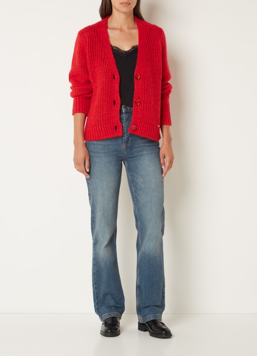 Cinque Civivian grofgebreid vest in alpaca wolblend - voorkant 2 rood