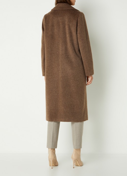 Cinque Cizuriga mantel in alpaca wolblend met steekzakken  - achterkant lichtbruin
