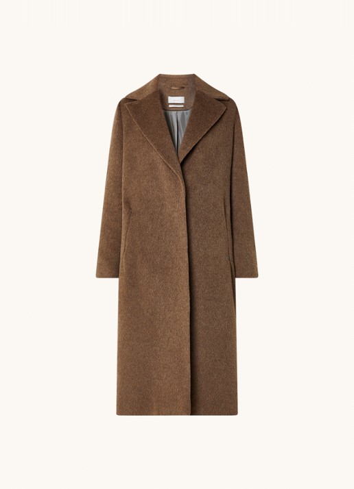 Cinque Cizuriga mantel in alpaca wolblend met steekzakken  - voorkant 2 lichtbruin