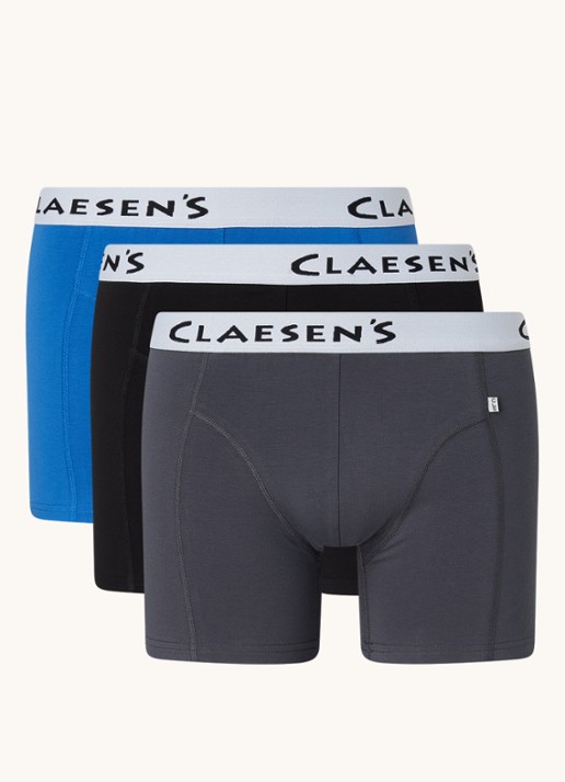 Claesen's Boston boxershorts met logoband in 3-pack - voorkant 4 kobaltblauw