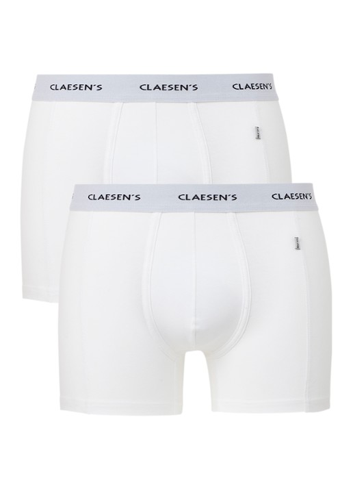 Claesen's Boxershorts met logoband in 2-pack - voorkant wit