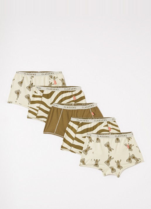 Claesens Boxer met print in 5-pack - voorkant mosgroen