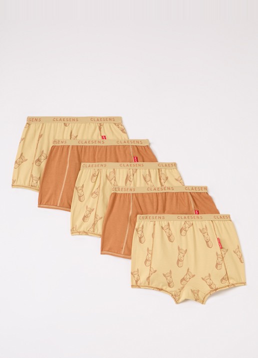 Claesens Boxer met print in 5-pack - voorkant beige