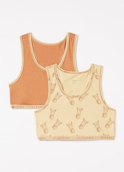Claesens Crop top met print  in 2-pack - voorkant oranje
