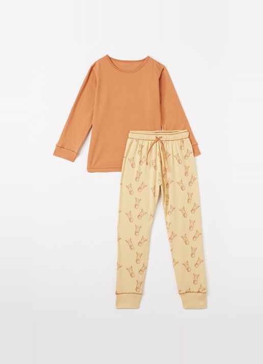 Claesens Pyjamaset met print - voorkant oranje