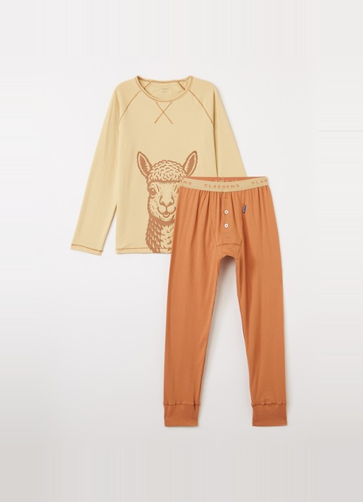 Claesens Pyjamaset met print - voorkant oranje