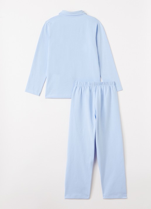 Claesens Pyjamaset van katoen - voorkant 2 blauwgrijs