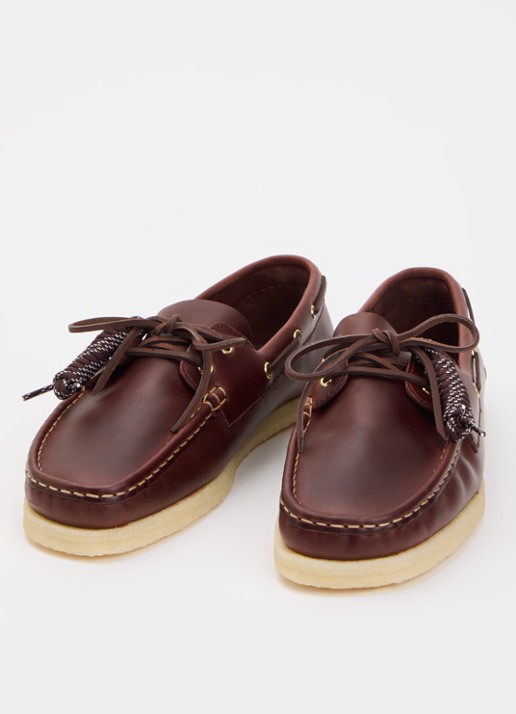 Clarks Originals Godney Boat bootschoen van leer - detail 3 kastanjebruin