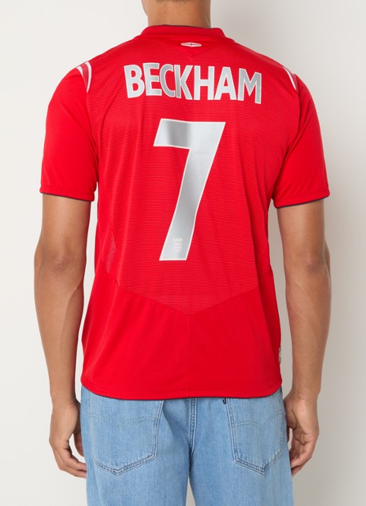 Classic Football Shirts 2004-06 England Beckham voetbalshirt - achterkant 4 rood