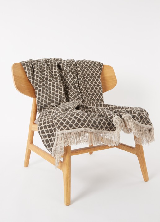 Claudi Colly plaid in katoenblend 150 x 200 cm - voorkant 3 grijs