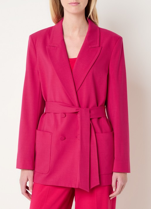 Claudia Sträter Blazer met strikceintuur en opgestikte zakken