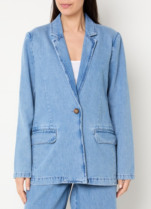 Claudia Sträter Blazer van denim met klepzakken