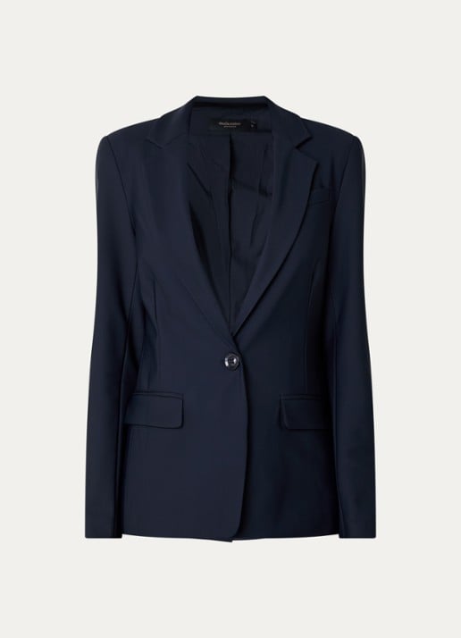 Claudia Sträter Blazer van travelstof met klepzakken en stretch - voorkant 3 donkerblauw