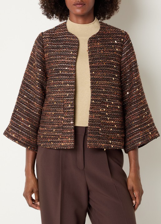Claudia Sträter Blazer van tweed in wolblend met pailletten