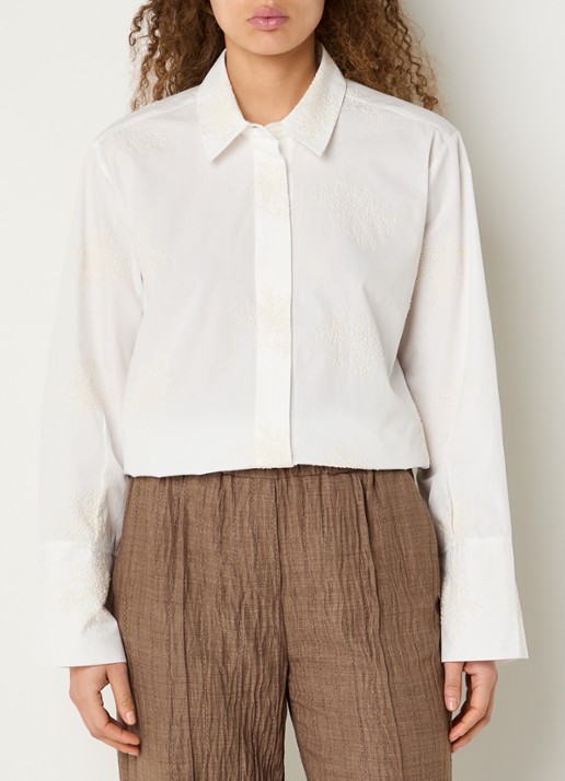 Claudia Sträter Blouse met borduring en trompetmouw