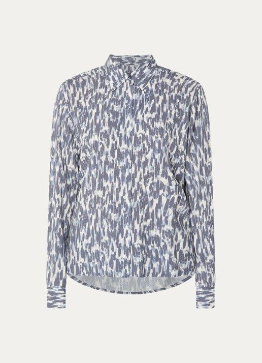 Claudia Sträter Blouse met print - voorkant 3 staalblauw