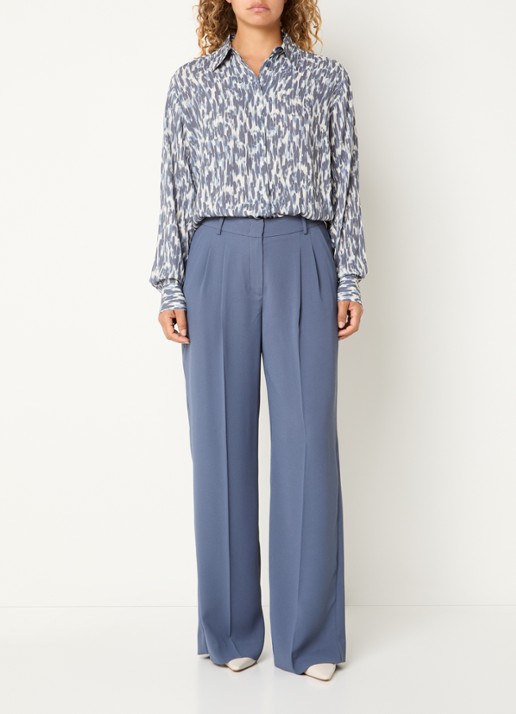 Claudia Sträter Blouse met print - voorkant 4 staalblauw