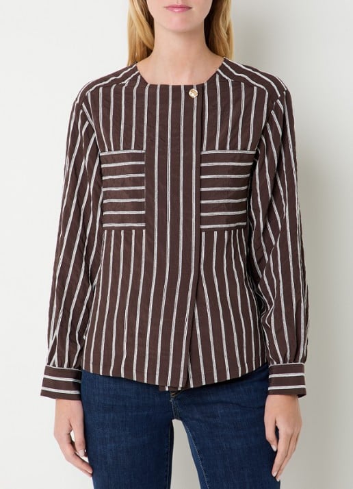Claudia Sträter blouse met streepprint en opgestikte zakken