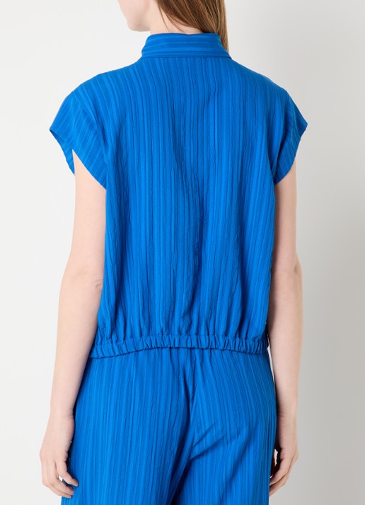 Claudia Sträter Blouse met streepprint en structuur - achterkant 4 kobaltblauw