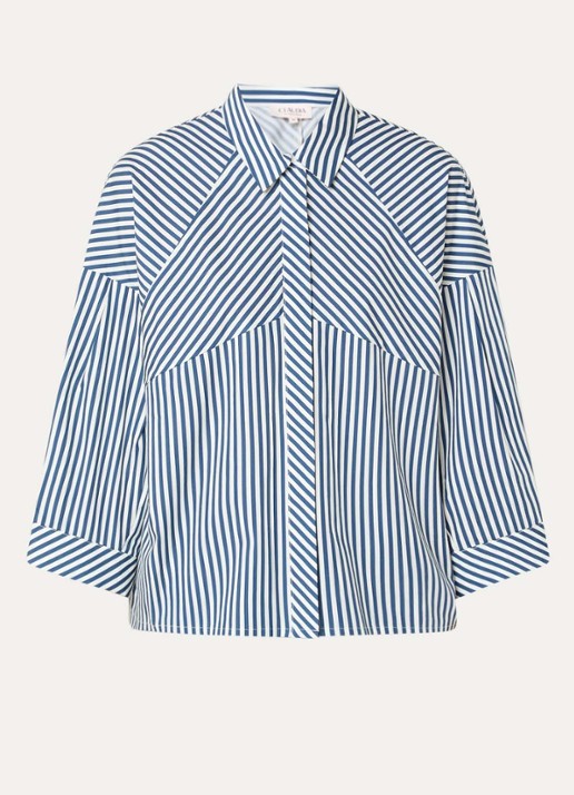 Claudia Sträter Blouse met streepprint - voorkant 3 indigo