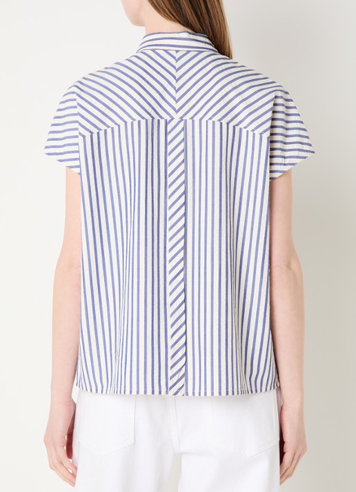 Claudia Sträter Blouse met streepprint - achterkant 3 donkerblauw