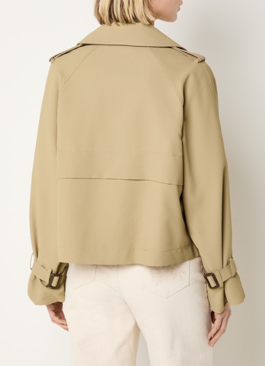 Claudia Sträter Cropped double-breasted trenchcoat met klepzakken - achterkant 4 camel