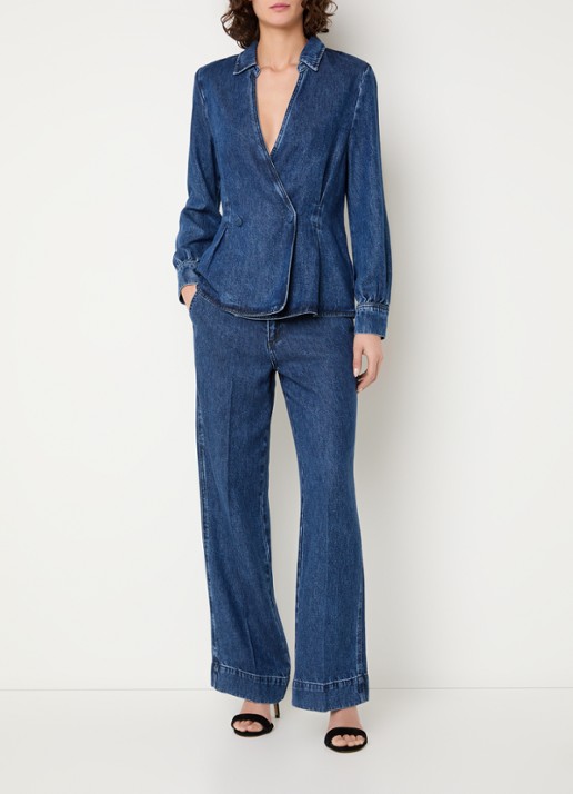 Claudia Sträter Double-breasted blazer van denim - voorkant 2 indigo