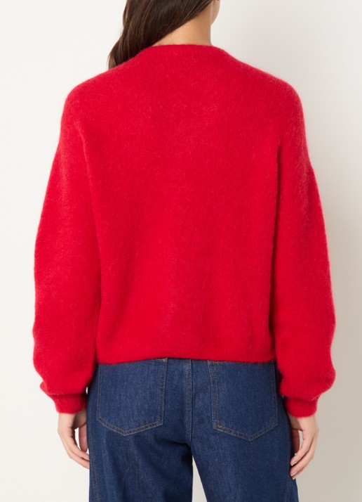 Claudia Sträter Fijngebreid vest in alpaca wolblend - achterkant 4 rood