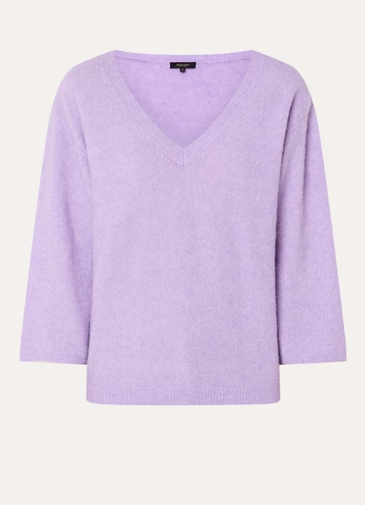 Claudia Sträter Fijngebreide pullover in alpaca wolblend - voorkant lila
