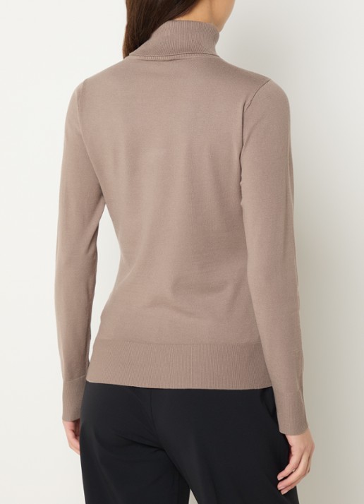 Claudia Sträter Fijngebreide pullover met col - achterkant 3 taupe