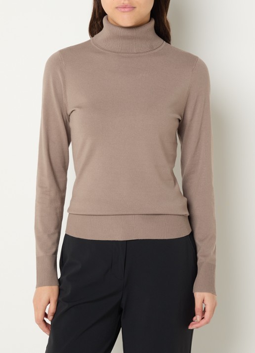 Claudia Sträter Fijngebreide pullover met col - detail 4 taupe