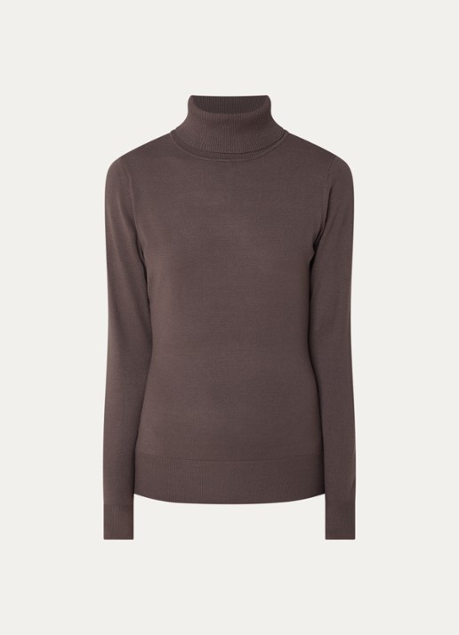 Claudia Sträter Fijngebreide pullover met col - voorkant lichtbruin