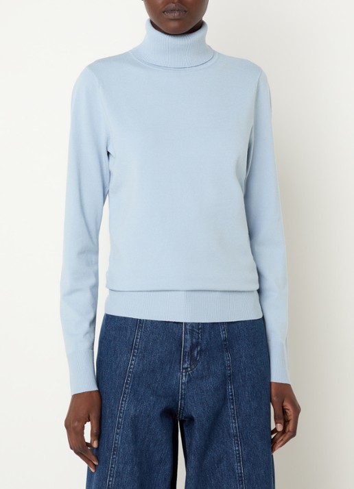Claudia Sträter Fijngebreide pullover met col - detail blauw