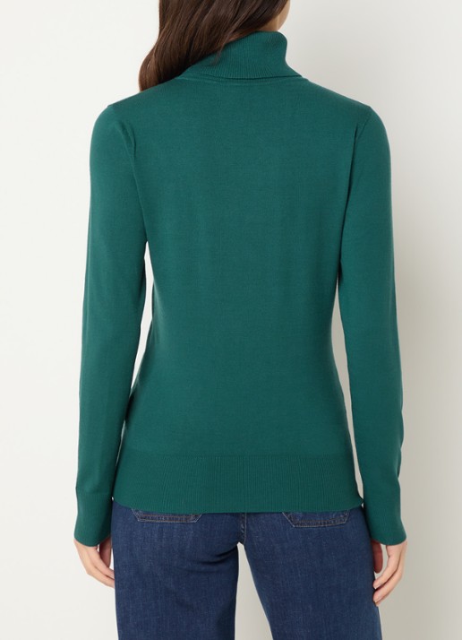 Claudia Sträter Fijngebreide pullover met col - achterkant 4 zeegroen