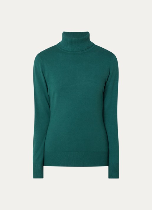 Claudia Sträter Fijngebreide pullover met col - voorkant zeegroen