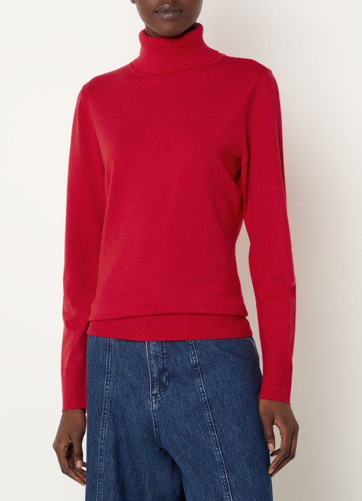 Claudia Sträter Fijngebreide pullover met col - detail rood