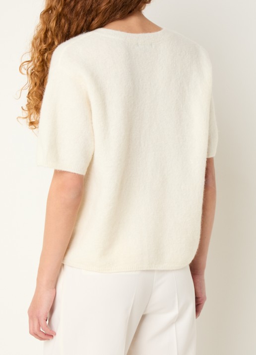 Claudia Sträter Fijngebreide top in alpaca wolblend - achterkant 5 gebroken wit