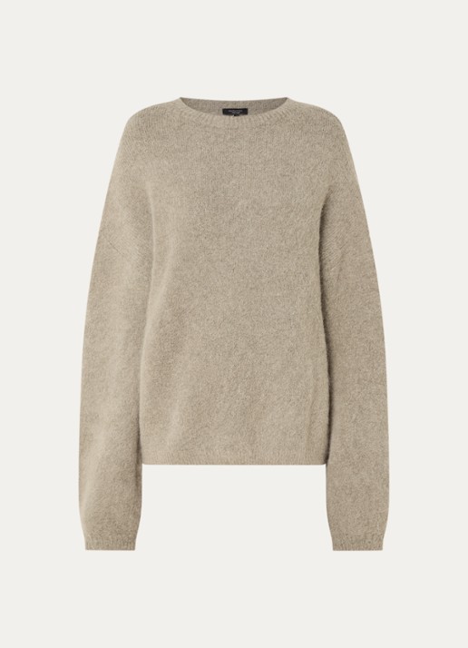 Claudia Sträter Fijngebreide trui in alpaca wolblend - voorkant 3 taupe