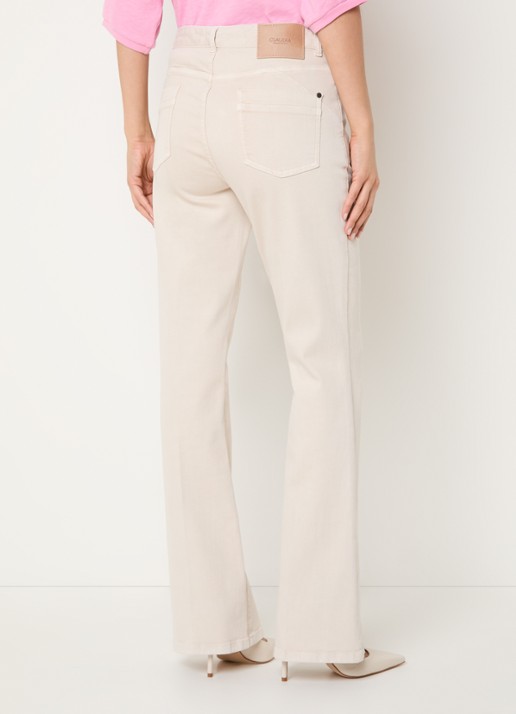 Claudia Sträter Fleur low waist straight leg jeans met gekleurde wassing - achterkant beige