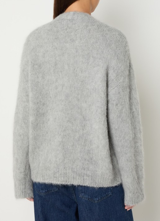 Claudia Sträter Grofgebreid vest in alpaca wolblend - achterkant 2 grijs
