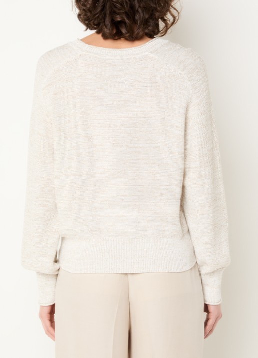 Claudia Sträter Grofgebreide pullover met lurex - achterkant 4 creme