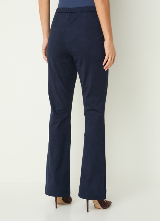 Claudia Sträter High waist bootcut fit broek van imitatiesuède - achterkant 2 donkerblauw